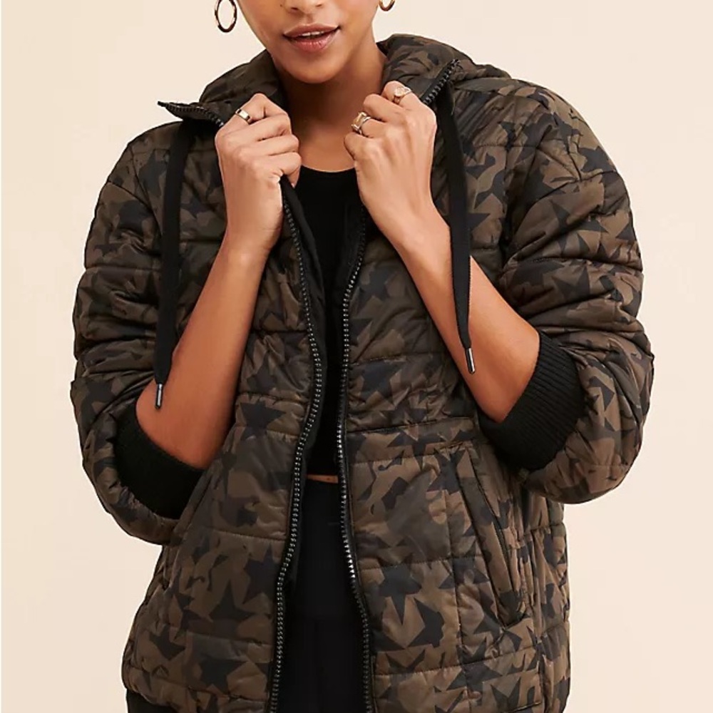 Avec Les Filles Green and Black Puffer Jacket